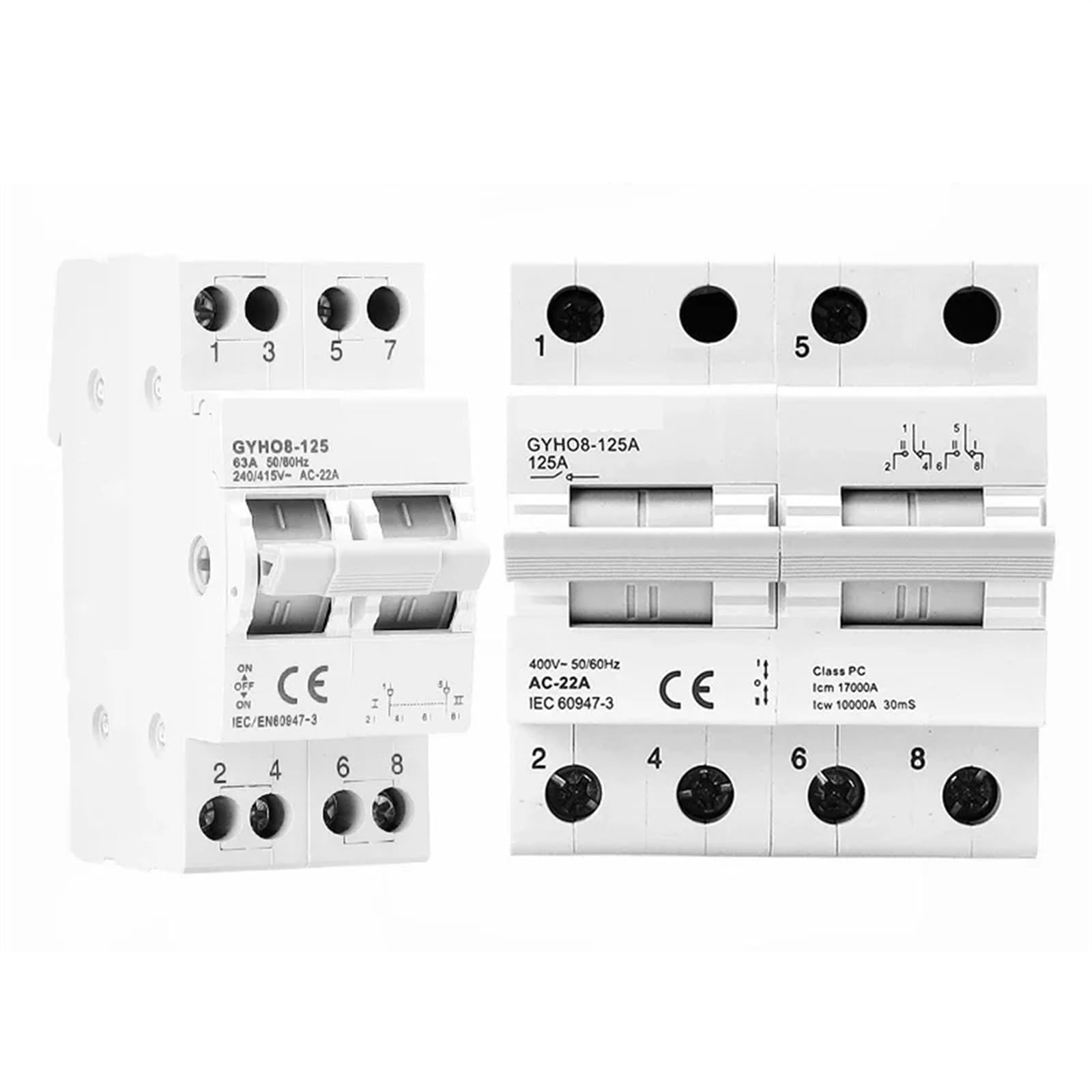 Isolateur CA 63A double puissance pour éviter les courts-circuits de source