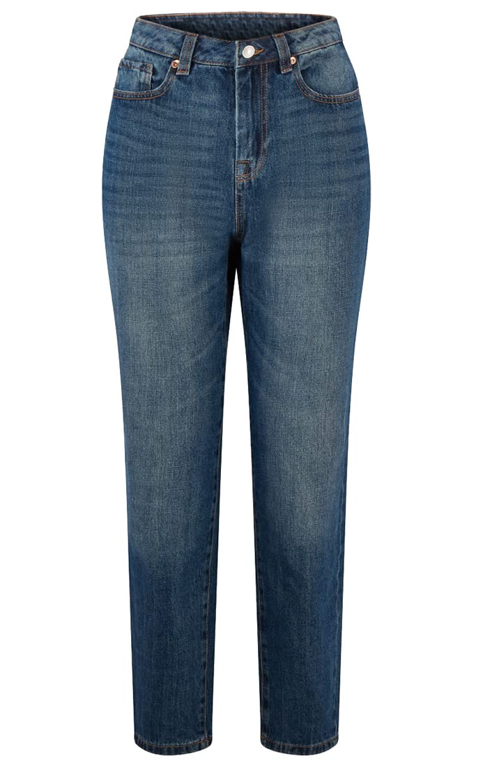ChicWhisper Ladies Relaxed Fit 100% Cotton Boyfriend Jeans Dark Indigo