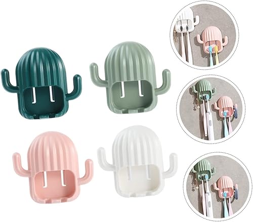 Miniatura 7 de DOITOOL Soporte para cepillos de dientes para colgar en la pared, juego de 4 piezas, sin taladro, soporte para cepillos de dientes para baño, ahorro