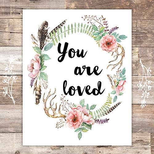 You Are Loved Art Print - 8x10 (Unframed) | Heartwarming Typography Design | Inspirational Home Décor | Wall Art for Bedroom | Living Room Décor | Home Décor | Kitchen Décor | Wall Art