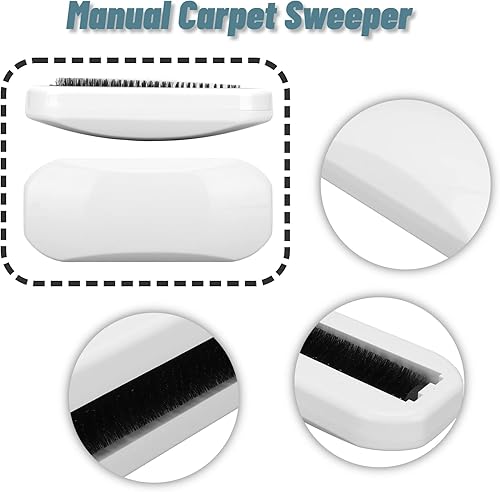 Miniatura 6 de Barredora de migas de mano, limpiador de alfombras con recolección de basura, colector de residuos suaves, barredora de mesa reutilizable para mesa,