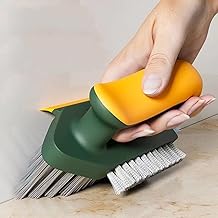 7SOFT Grout Cleaner Brush 4 in 1 with Squeegee,Bathroom Cleaning Brushes,V-Shape Gap Scrub Brush Crevice Cleaning Brush Tools, Multifunctional scrubbing Floor Brush for Sink,Kitchen