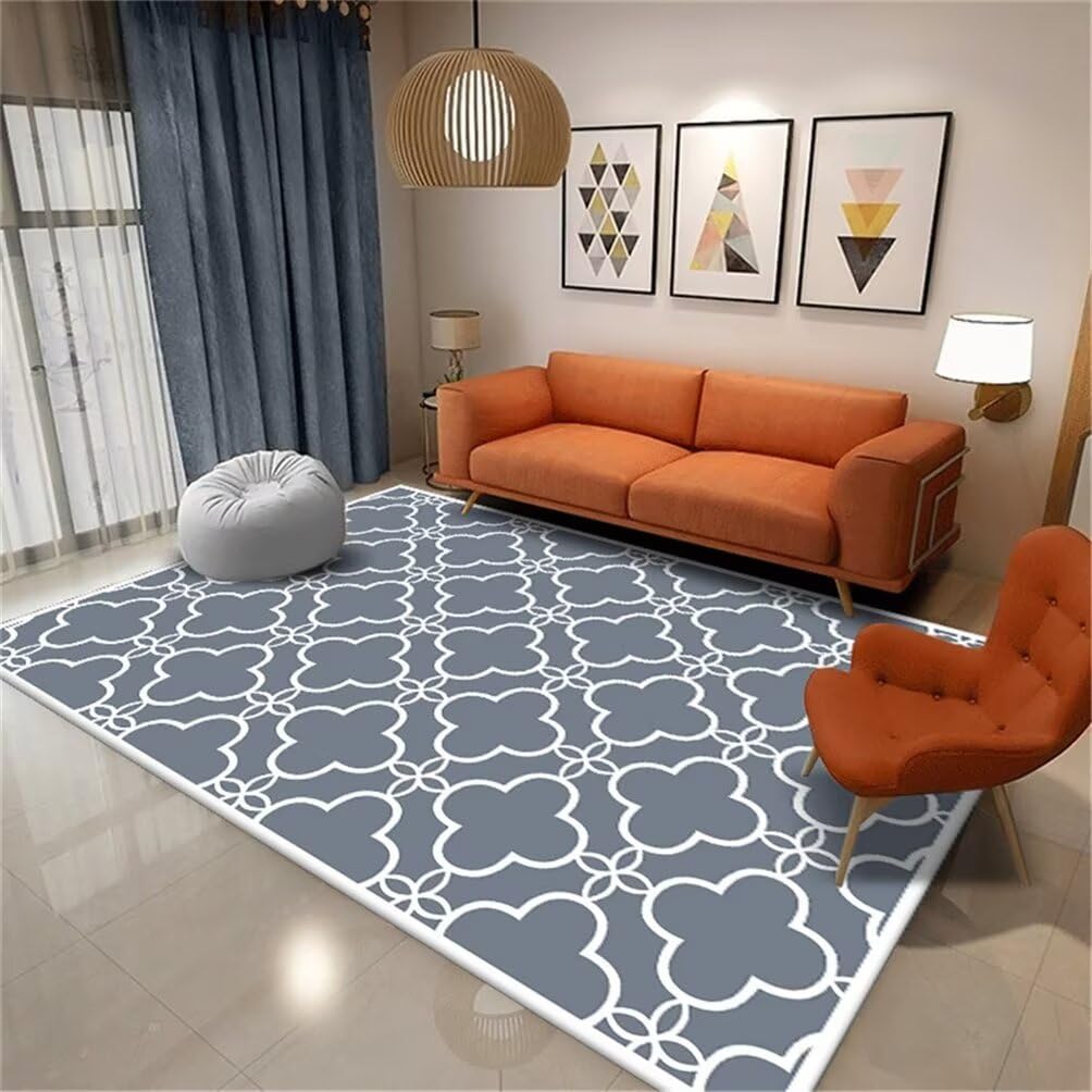 Tapis salon 140x200cm gris-bleu antidérapant idéal pour créer un coin détente ado