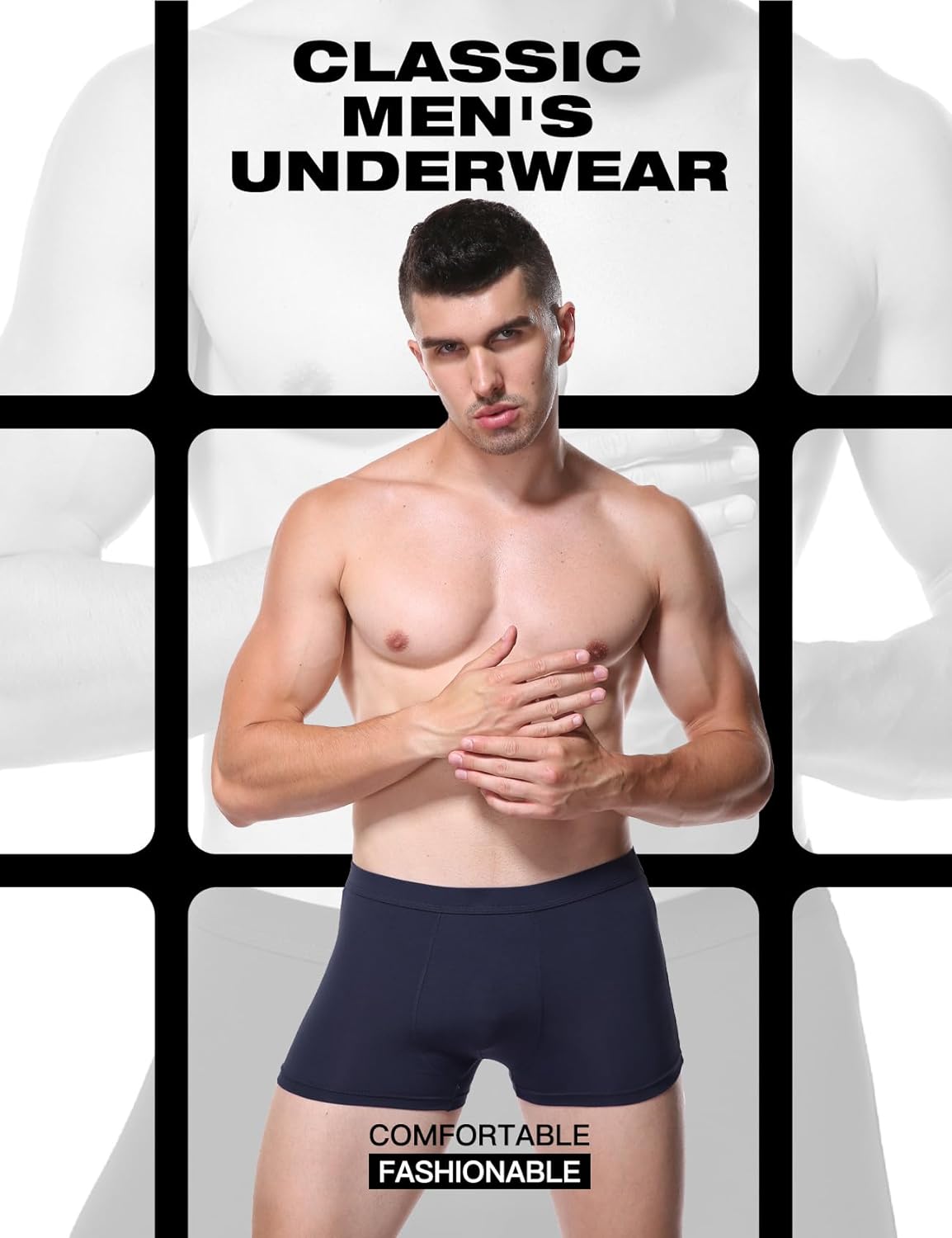 youlehe Men's Underwear Soft Bamboo Viscose Boxer Briefs Stretch Trunks Pack - Image 2