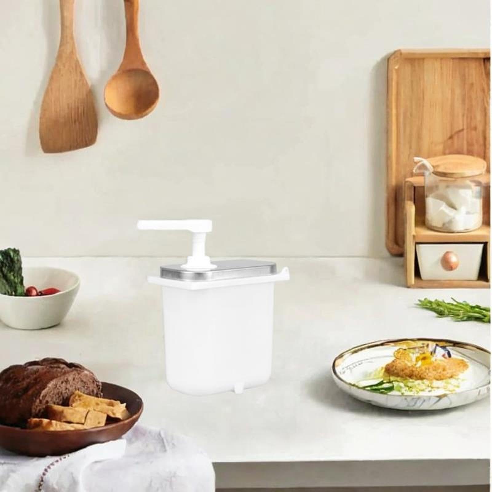 perfk Saucenspender Pumpe Ketchup Sirup Pumpe 2 l Sirup Fructose Druckflasche Sirup Flasche Gewürzpumpe für Hotel Gebrauchsbuffet, 2l Weiß
