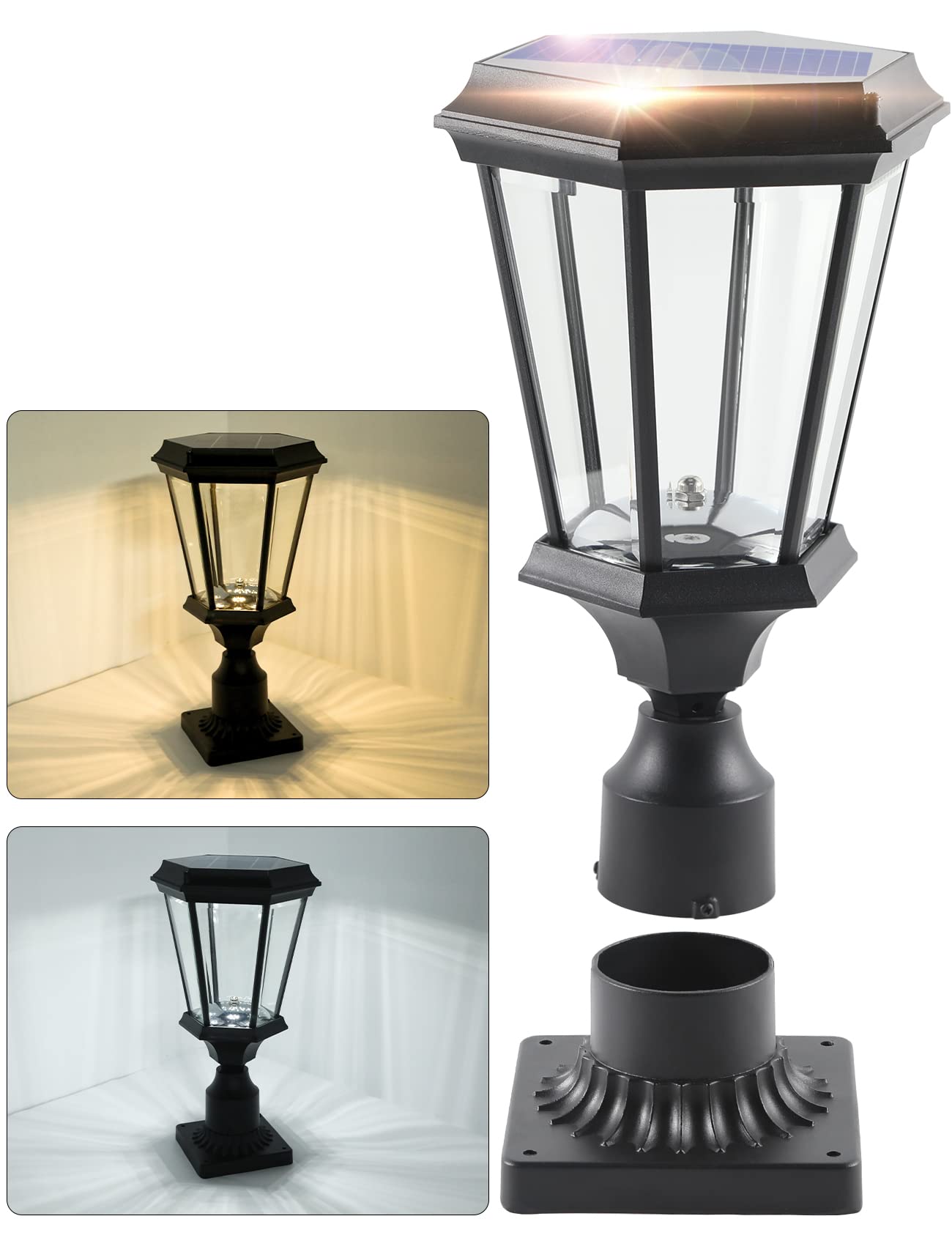 Buy VOCLDFA Solar Post Light, Dusk to Dawn Sensor Pillar Light Fixture