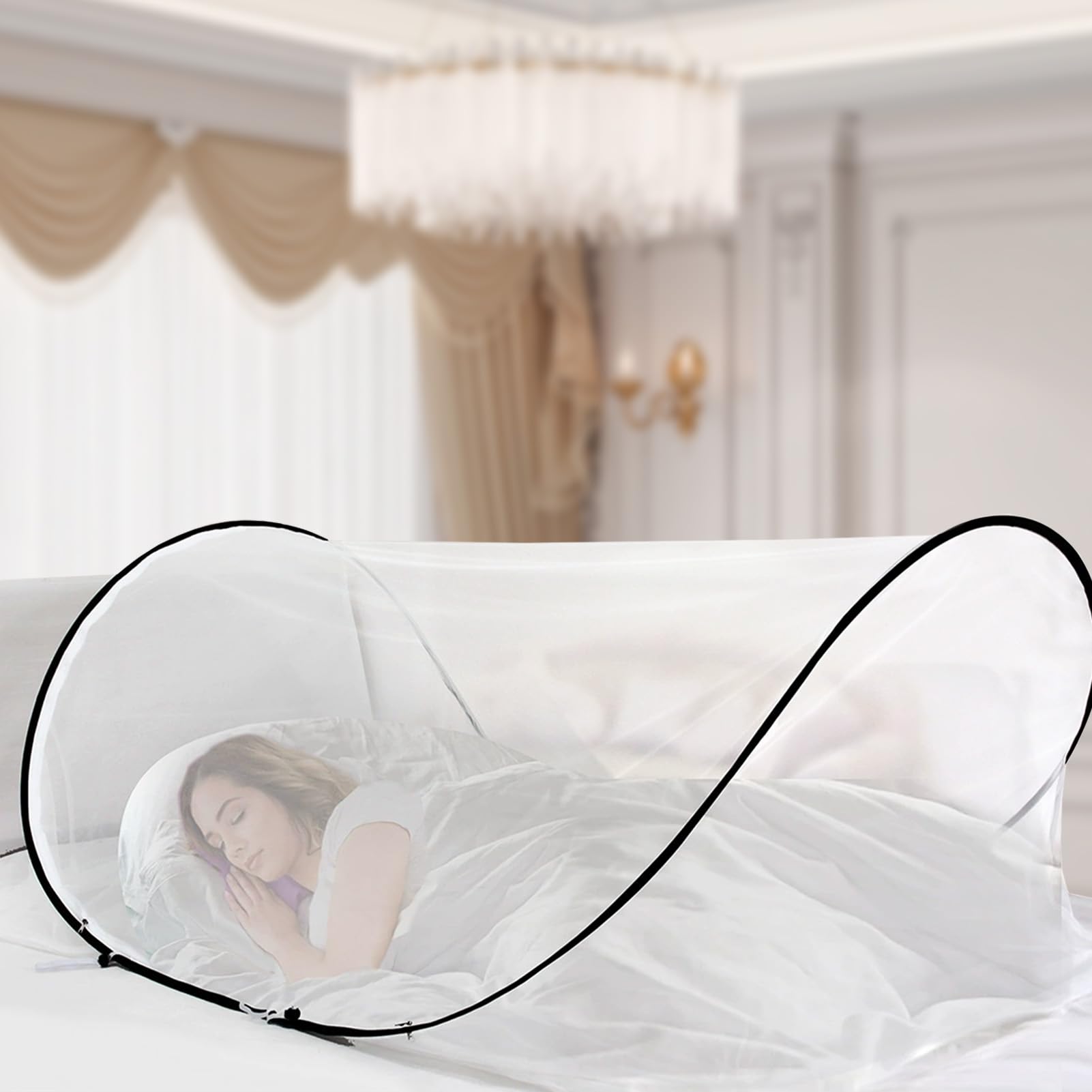 Moskitonetz, Faltbar Moskitonetz Pop-up 200 x 100 x 70 cm, Fliegennetz Bett Geeignet für Campingunterkünfte und Verhindert Wirksam Das EIN- und Austreten von Mücken