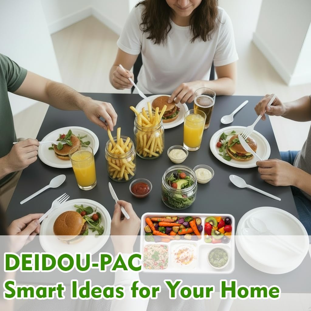 Compostable Heavy Duty Disposable Paper Plates, 75 Count | 10 Inch Round | Natural Bagasse, White Biodegradable Eco-Friendly Sugarcane BBQ, Party, Gathering, Picnic Sugarcane Tray - Image 6