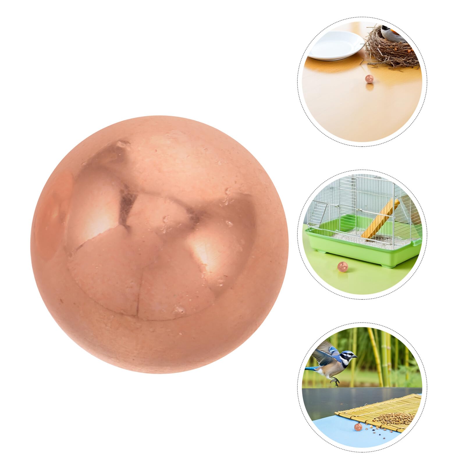 Bola de Cobre Puro de 2 Cm para Baño de Pájaros, Accesorio de Limpieza Natural para Bebederos, Mantenimiento de Estanques en Jardín Exterior y Patio Trasero, Decoración Resistente