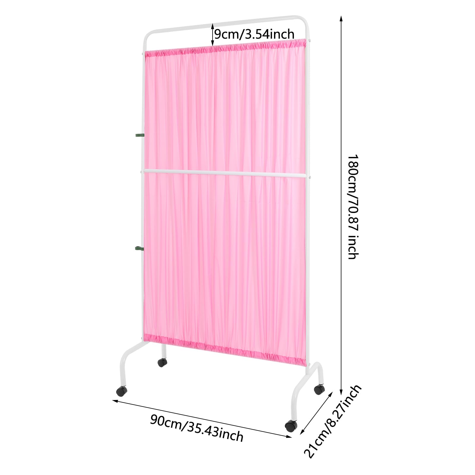 1-Panel Medical Privacy Screen, 3 X 6FT Room Divider with Wheels, Freestanding Rolling Room Panel with Carbon Steel Frame & Oxford Cloth Screen for Hospital, Beauty Salons (Pink)