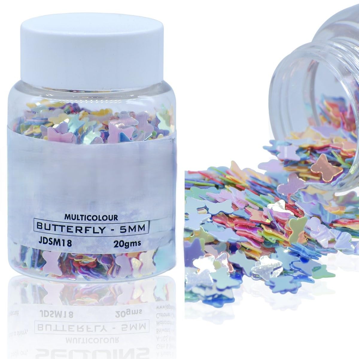 Aadyacrafts Multicolour Butterfly Sequins, 5mm Size, 20g Pack, Iridescent Craft Decorative Glitter Confetti for Art Projects, JDSM18-image-39