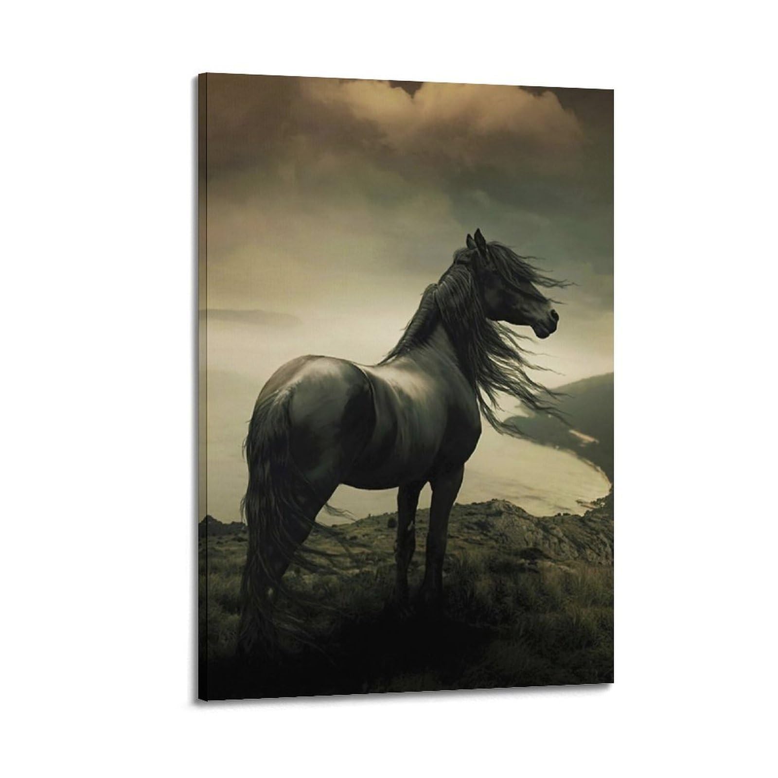 CXHJCA Animal Poster Looking at The Horses in The Distance Poster Decorative Painting Canvas Wall Posters And Art Picture Print Modern Family Bedroom Decor Posters 24x36inch(60x90cm)