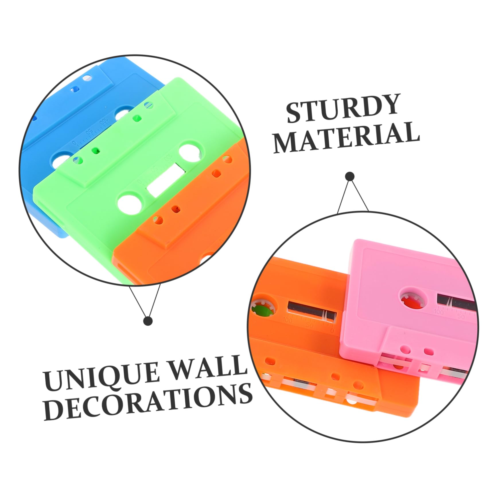 HEMOTON Leere Retro Kassetten Selbstgemacht Bunte Audiokassetten für Aufnahme Wanddekoration Vintage Kassette ohne Band Kreative Partygastgeschenke 4 Stück (orange Rosa Hellgrün Blau