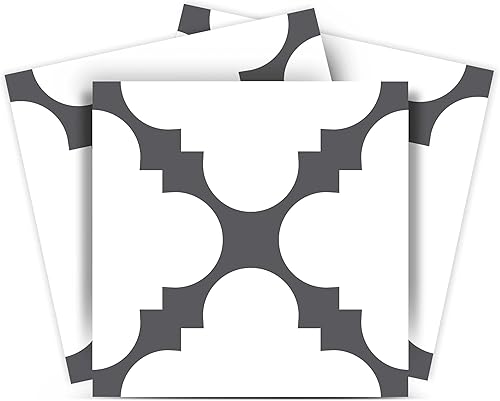 Miniatura 1 de Pegatinas de azulejos Mi Alma de color blanco y negro para azulejos y azulejos, 24 unidades, pegatinas de vinilo para baño y cocina