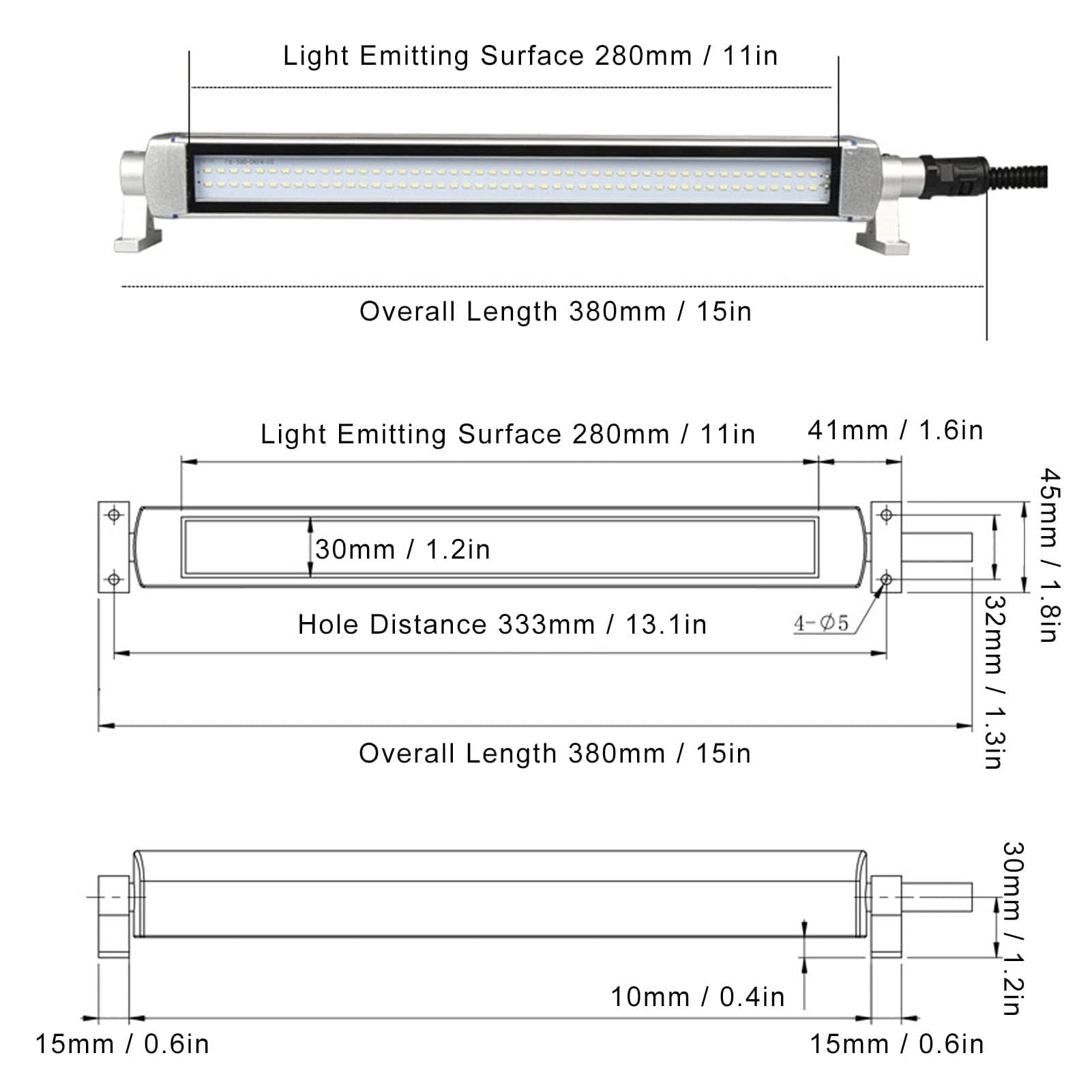 Lampada LED per macchina, IP68, tubo di luce per illuminazione industriale CNC, 10 W, 24 V