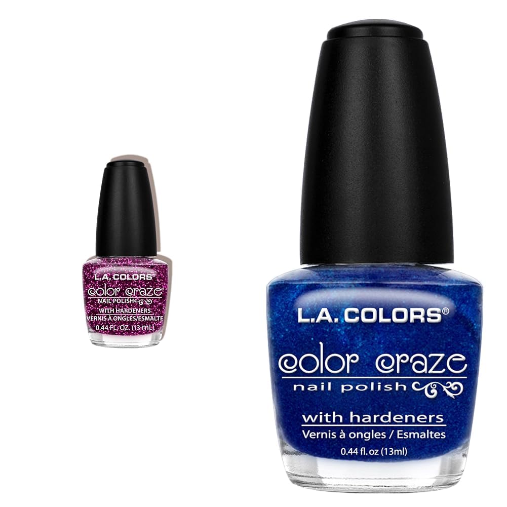 L.A. COLORS Craze Nail Polish Bundle - Treasure Island, 0.44 Fluid Ounce & Wired, 0.44 Fluid Ounce