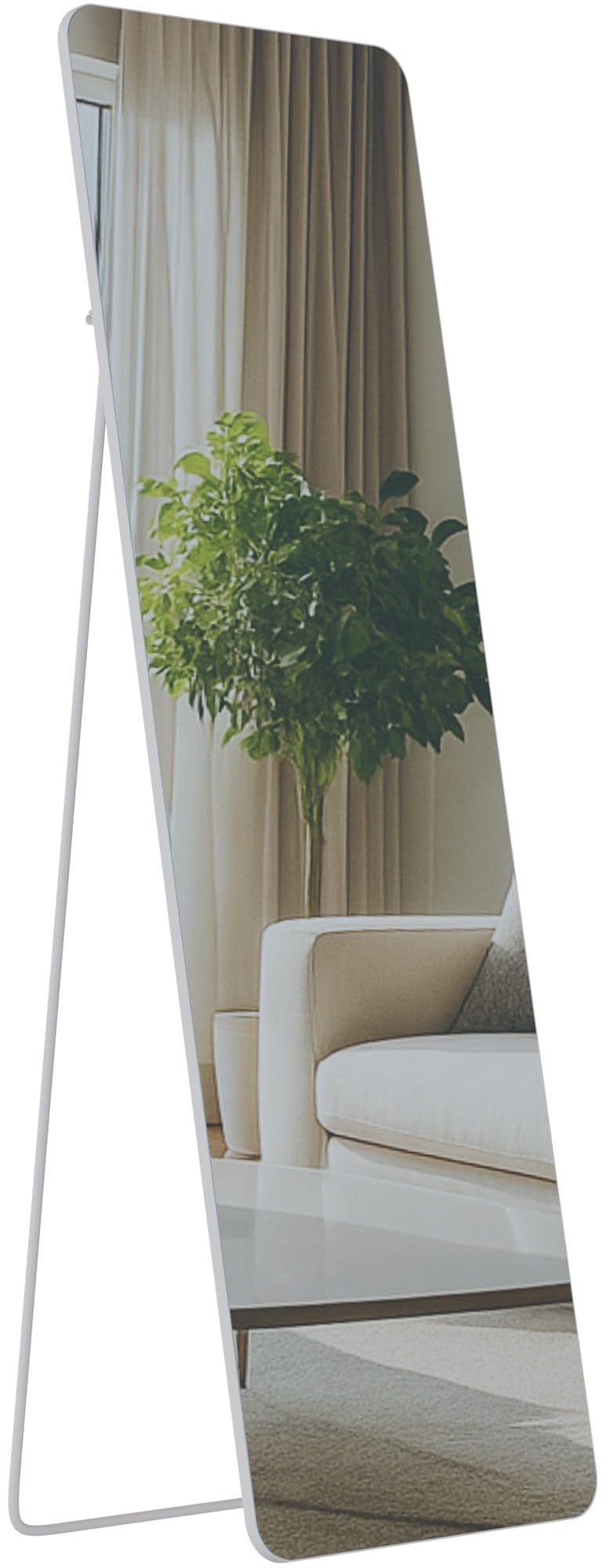 Miroir Grand Gurnee Blanc Mat 160x50 cm Miroir Mural Integral Cadre Metallique
