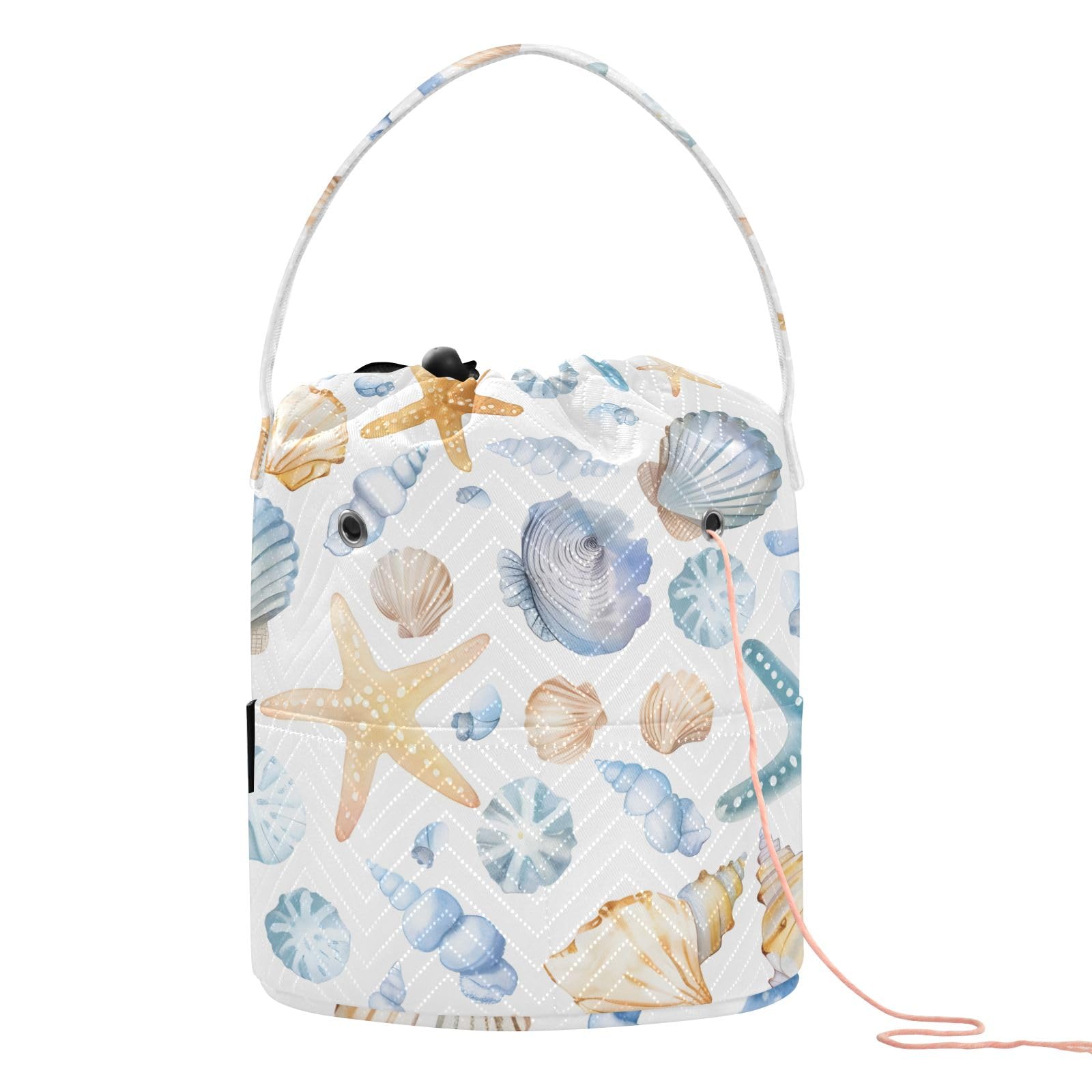 Yarn Storage Bag Small Crochet Bag Knitting Bag Organizer Cute Seashells Starfish Yarn Bags for Crocheting Basket