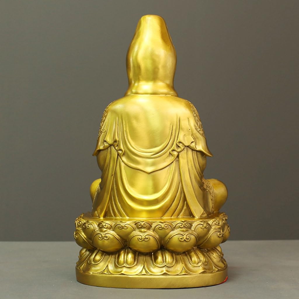Kryty posąg Buddy Guanyin Bodhisattva - Mosiężne ozdoby Buddy, Kult Świątyni Zen, domowa medytacja, ozdobne ozdoby posąg Buddy w medytacji Figurka i rzeźba