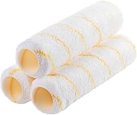 BatesChoice 9 Inch Paint Roller Covers 3 Pack, 3/8" Nap Yellow Stripes Microfiber - Smooth Finish for Walls & Ceilings