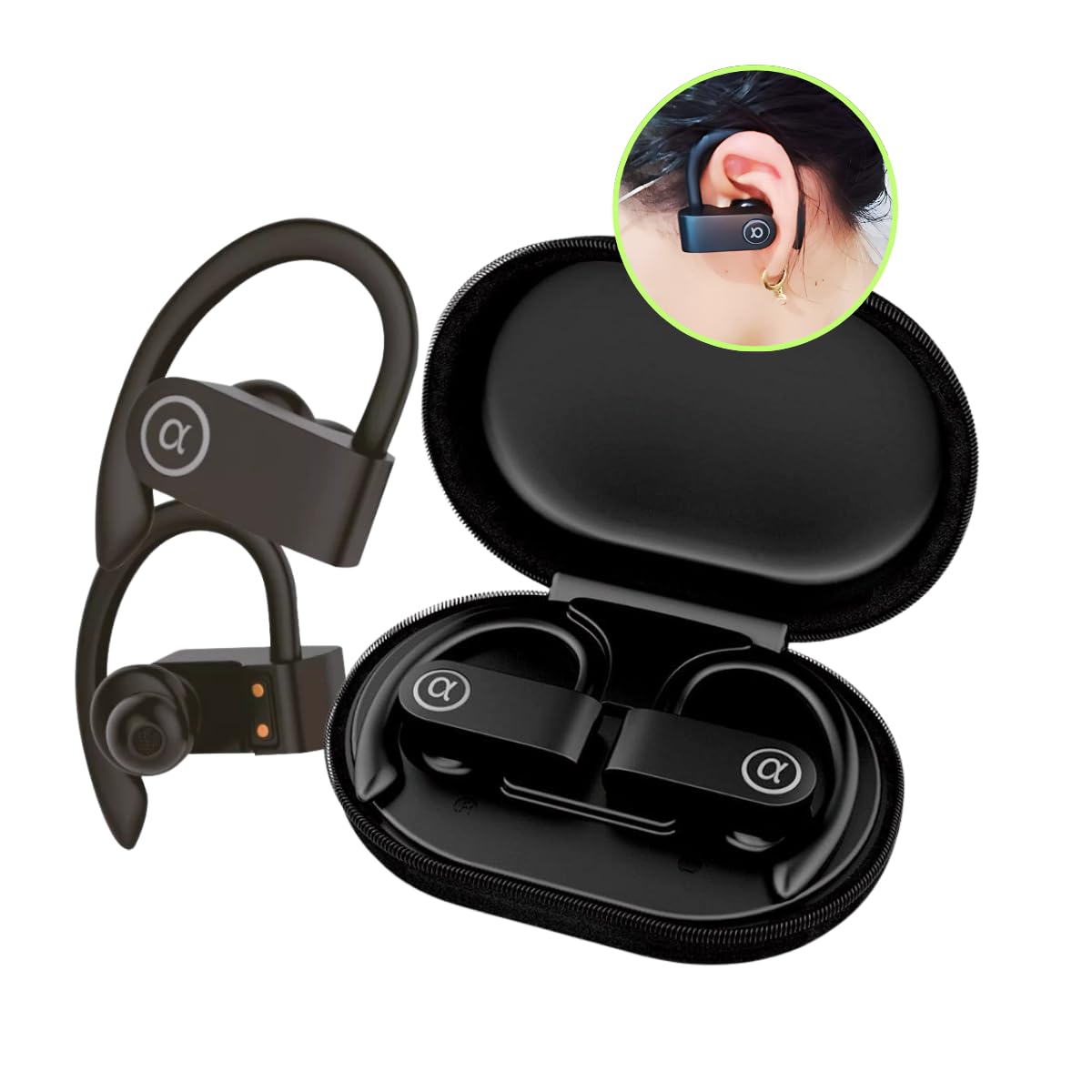 Fone Sem Fio Esportivo Bluetooth Haste Anti Queda Exercícios ACADEMIA ...