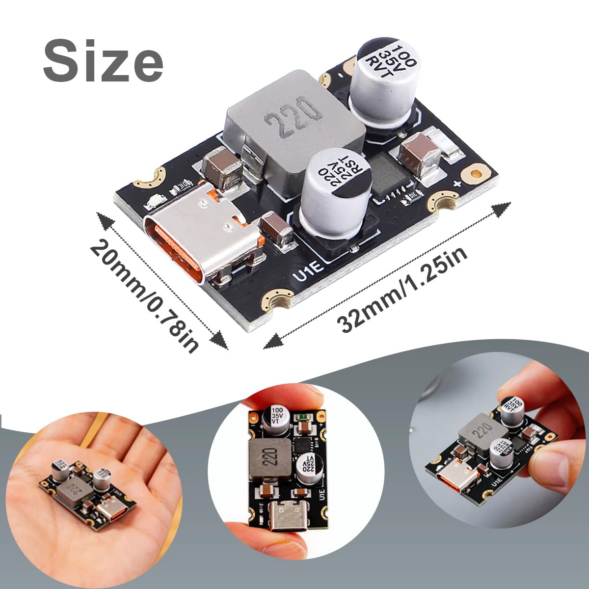 5 sztuk Moduł ładowania PD65W 8-30V USB-C, wyjście 5V/9V/12V/20V PD3.1 QC3.0 SCP PPS, konwerter buck, z kablem czerwonym i czarnym 24AWG