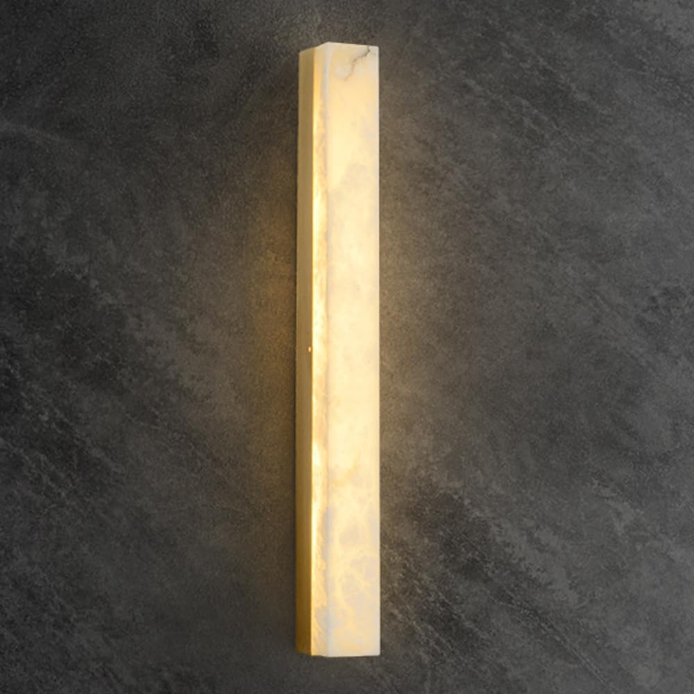 Trividha Gold Modern Alabaster Sconce Marble Wall Sconce Long Brass Bathroom Vanity Light Fixture Natural Stone Wall Lights Bedside Wall Lamp For Living Room Bedroom Hallway Stairs
