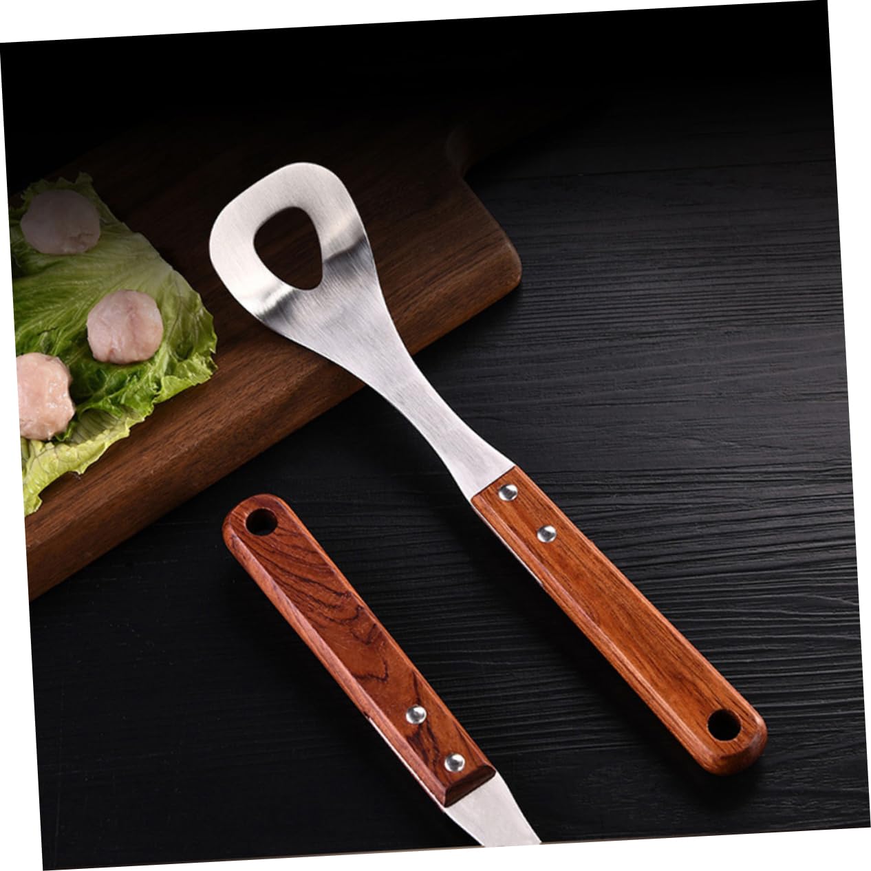 BRIGHTFUFU Meatball Maker Meat Baller Scoop Stainless Steel Rosewood Handle Non-stick Easy to Use Kitchen