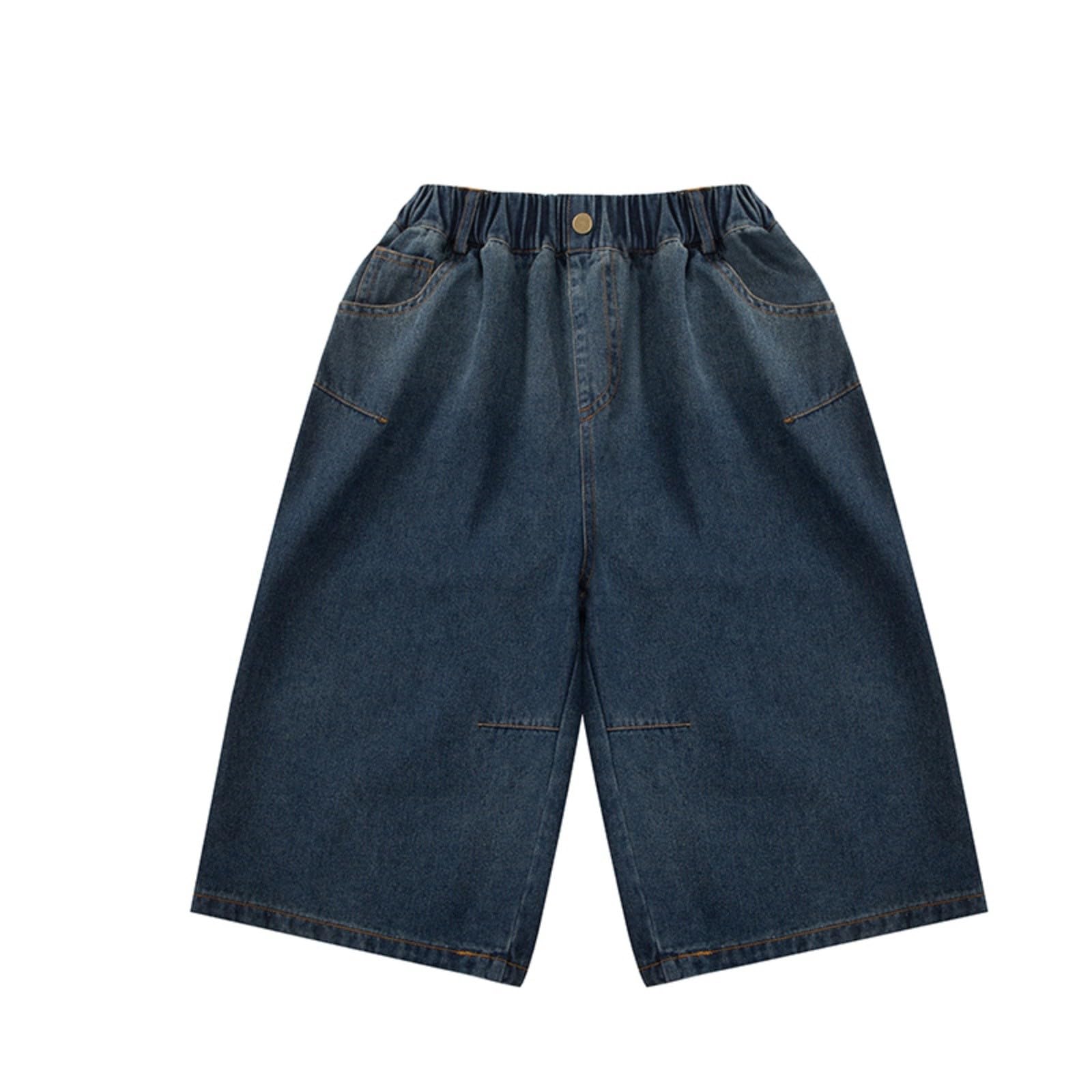 baggy jeans-Pantaloncini misti per ragazzi con elastico in vita per l'estate, pantaloncini in denim casual larghi per bambini dai 5 ai 14 anni, leggeri e resistenti, da indossare tutti i giorni