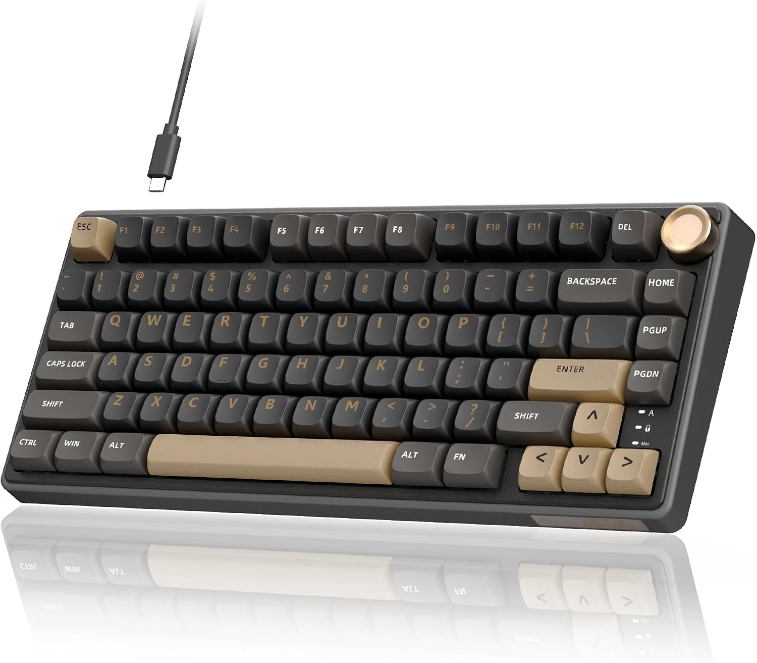 RK Royal Kludge R75 Wired Gaming Keyboard, 75% Mechanical, Gasket Mount, MDA Profile PBT Keycaps, QMK/VIA, Hot Swappable Silver Switch, Black