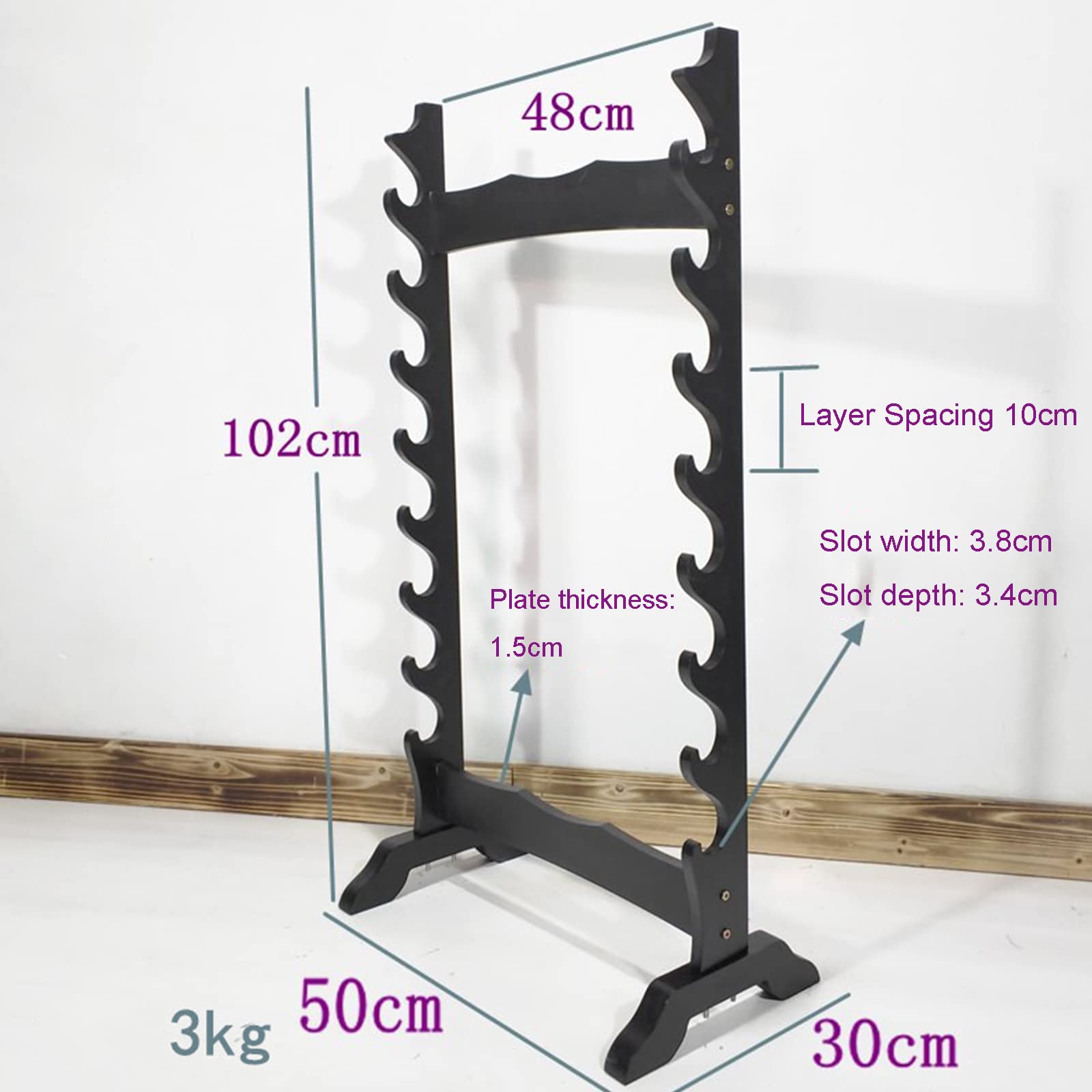 Soporte para Espadas, Soporte Vertical para Colgar Espadas, Estante de Suelo Multicapa para Espadas, estantes para Armas de Artes Marciales de 6 a 12 Niveles, Soporte para almacenar diversas