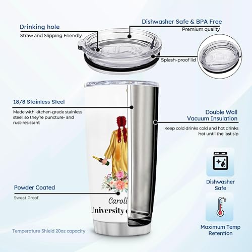 Miniatura 6 de wowcugi Vaso de graduación personalizado con tapa de 20 onzas con tapa con texto en inglés She Believed She Could So She Did, tazas de café de 20