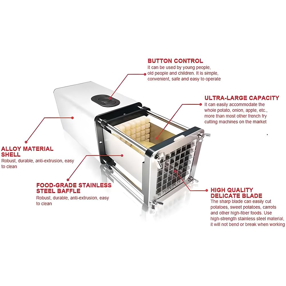 Coupe-Frites, Machine à Pommes de Terre en Acier Inoxydable pour Restaurants et Cuisines domestiques, idéale pour Couper Carottes, oignons et Champignons.