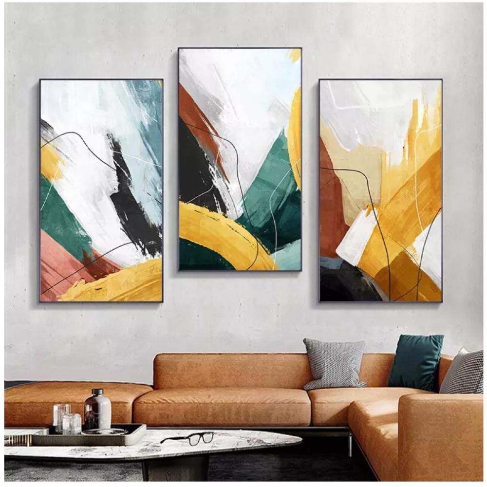 Cjyrjcc Nordic Abstract Canvas Painting Colorful Painting Pictures Wall Art Pictures For Living Room Bedroom Modern Home Decor (50X90Cmx3Pcs) No Frame