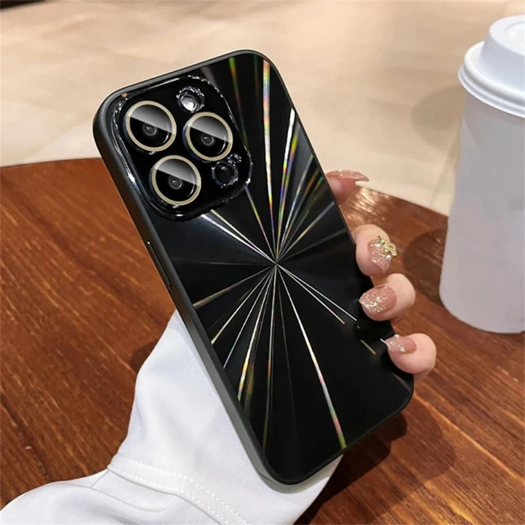 Coque iPhone 16 antichoc premium noire à effet laser métallisé