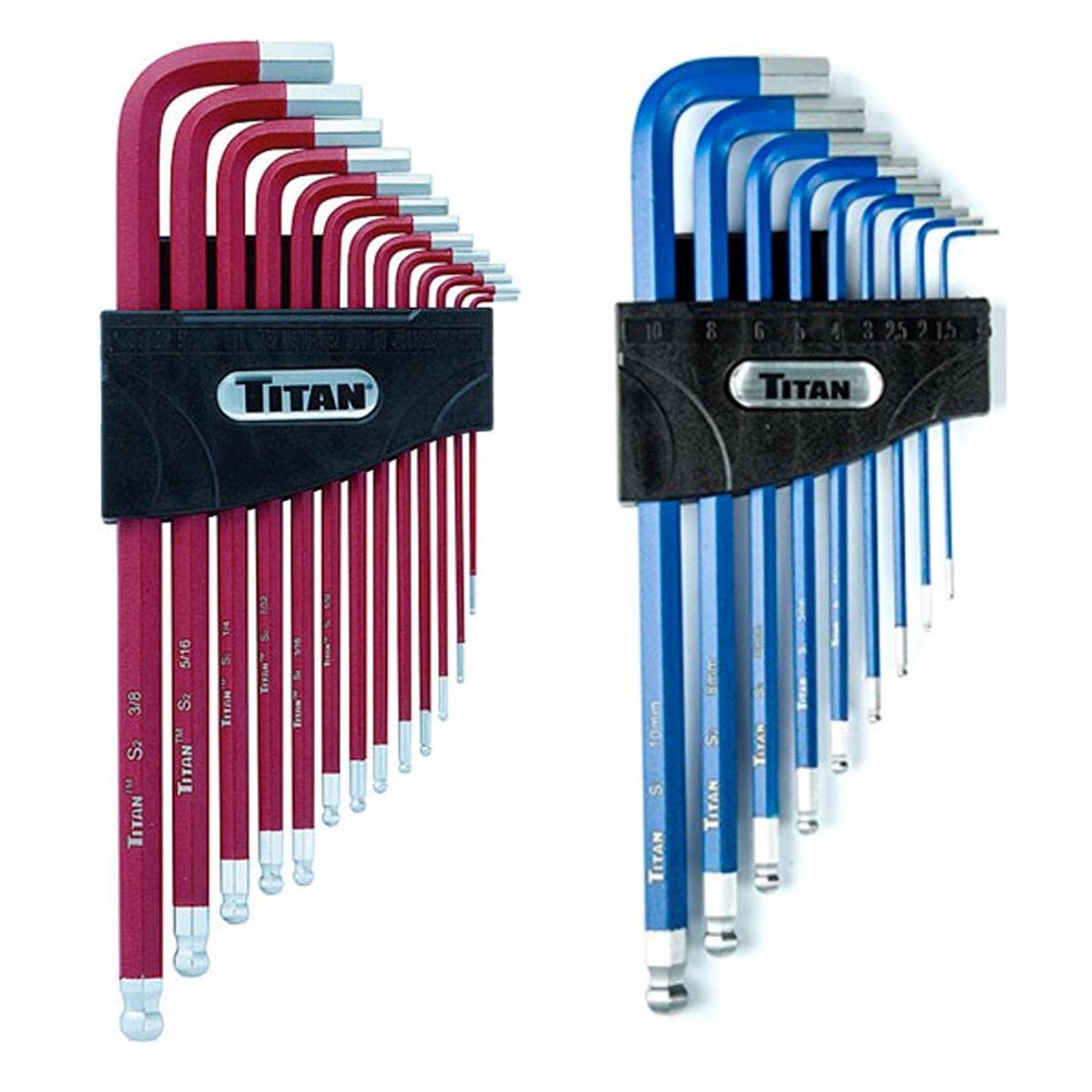 Titan Tools Long Detent Ball-End Allen Hex Key Set, SAE/Metric