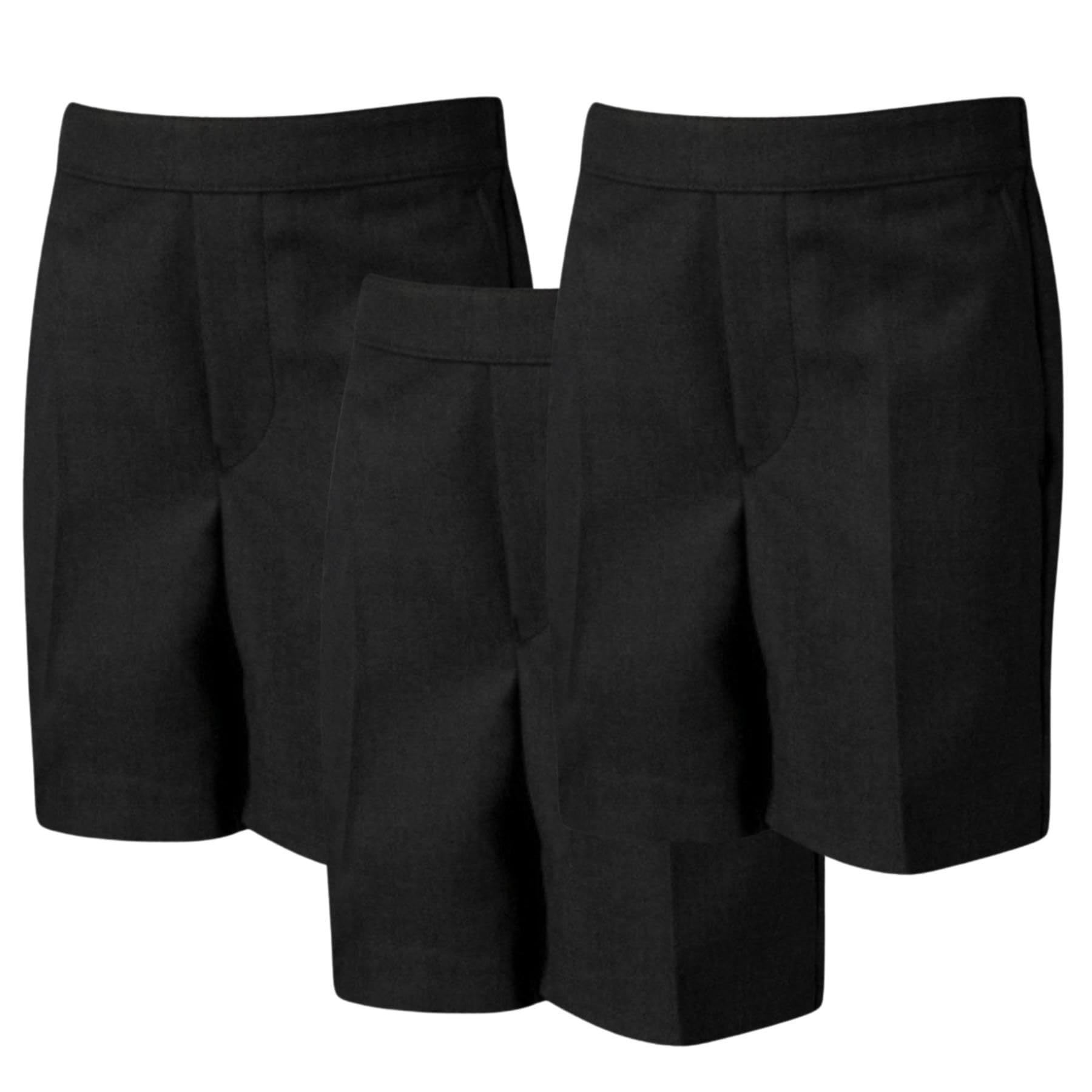 Pantaloncini per uniforme scolastica per ragazzi, confezione da 3 pezzi, lunghezza al ginocchio, metà elastico sul retro, pantaloni corti rivestiti in teflon, con tasche, età 2-13 anni