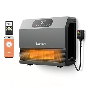 Brightown Wall Heater for Indoor Use Space Heater with ALCI Plug 1500W 5 Modes Adjustable Thermostat Easy Install