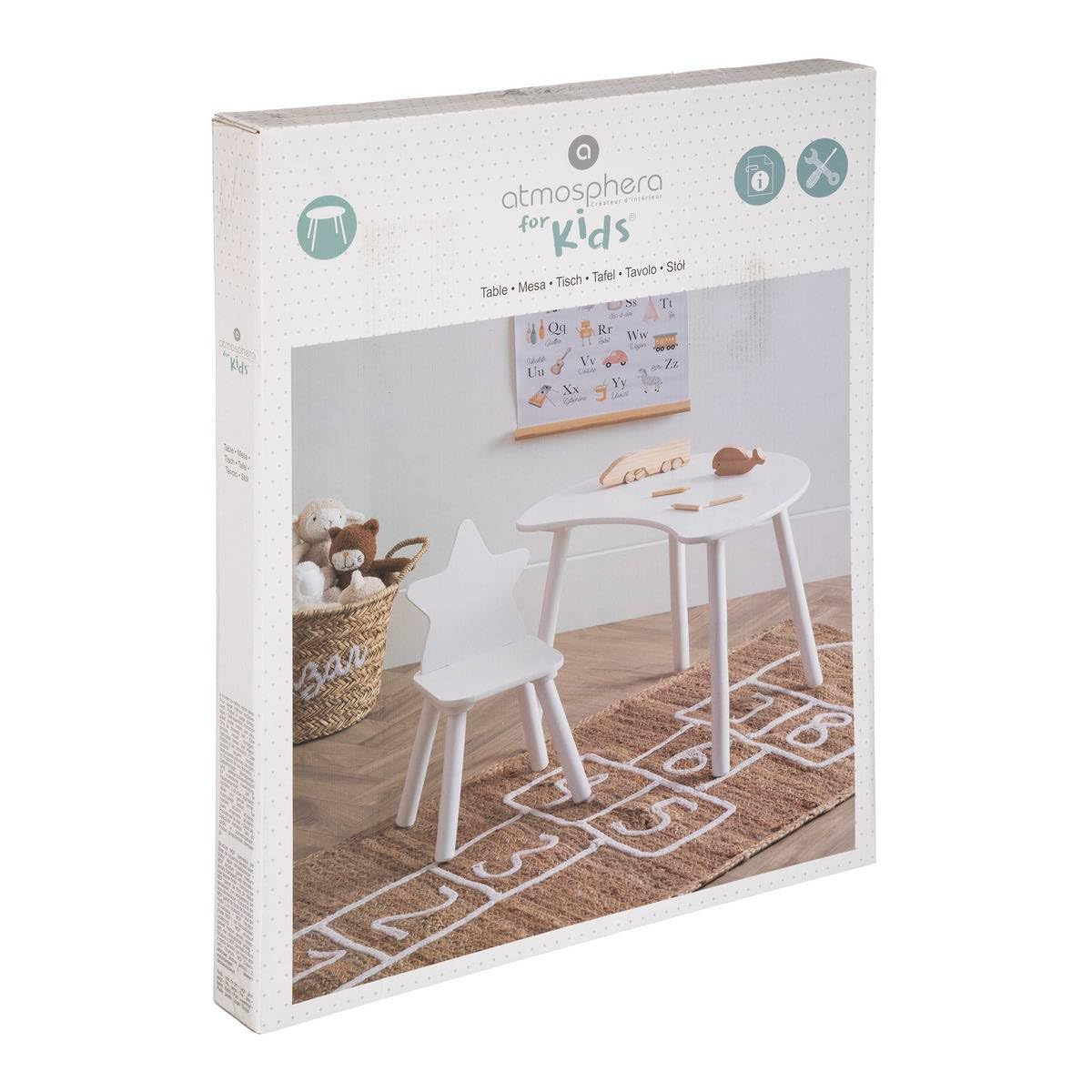 Table pour Enfant en Bois Blanc Forme Lune - Atmosphera