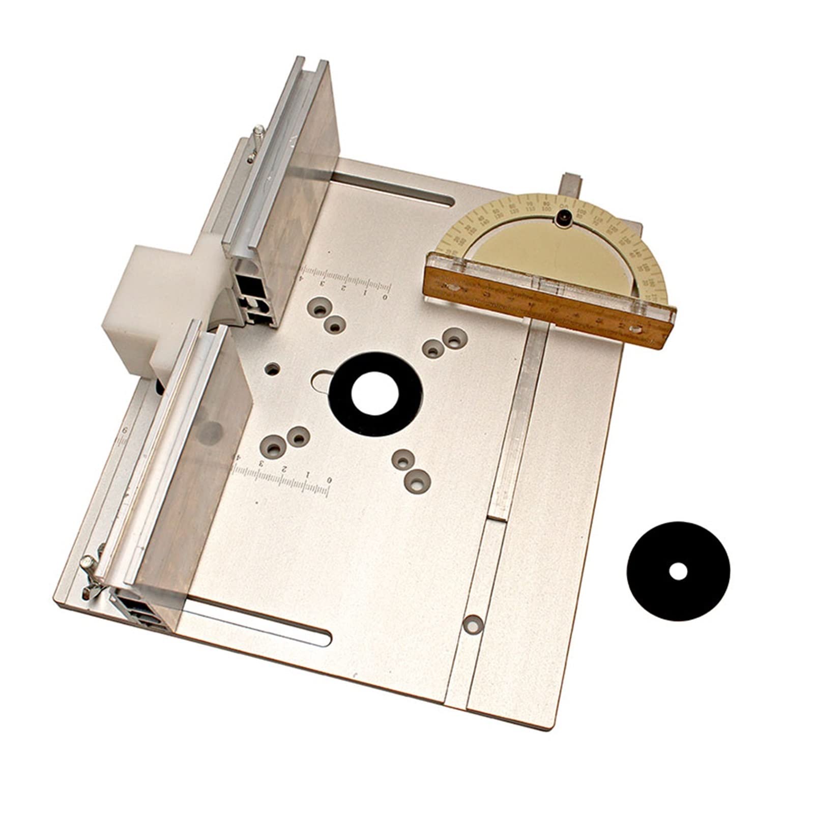 Placa de inserción de mesa de enrutador de aluminio con calibre de inglete for bancos de carpintería, sierra de mesa, recortadora multifuncional, máquina de grabado(A 1set)
