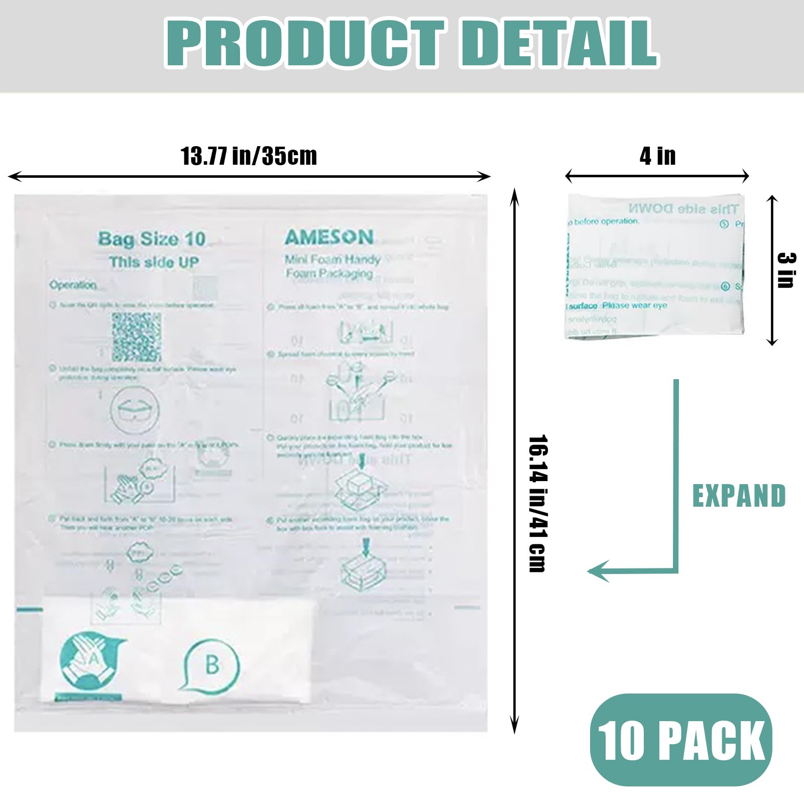 10 Stück 35,6 x 40,6 cm expandierender Verpackungsschaum für den Versand von PC/elektronischen Komponenten/Ausrüstung/zerbrechlichen Gegenständen, schnelle Ausdehnung, stabil und sicher, einfach zu