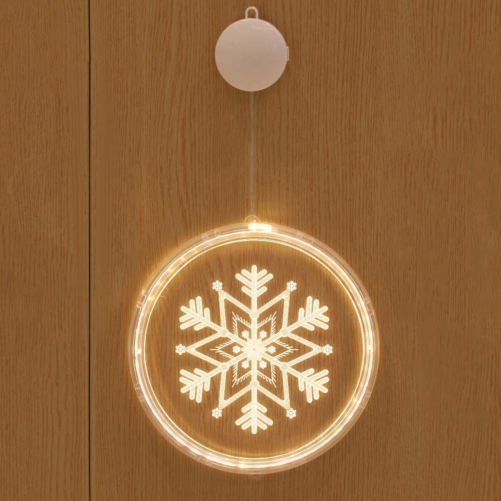 zz Sleep tight Christmas Light Snowflake 3D LED Lights, Christmas Decorations,Christmas Hanging Window Lights with Battery Powered for Indoor Wall Ornaments for Home, Living Room, Showcase/8.2 in
