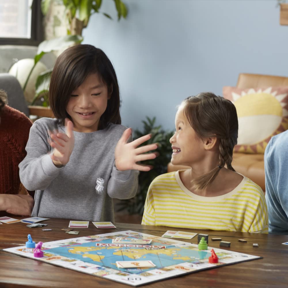 Monopoly Viaja por el Mundo - Juego de Mesa para Toda la Familia y niños a Partir de 8 años - Incluye peones-cuños y Tablero de borrado en seco