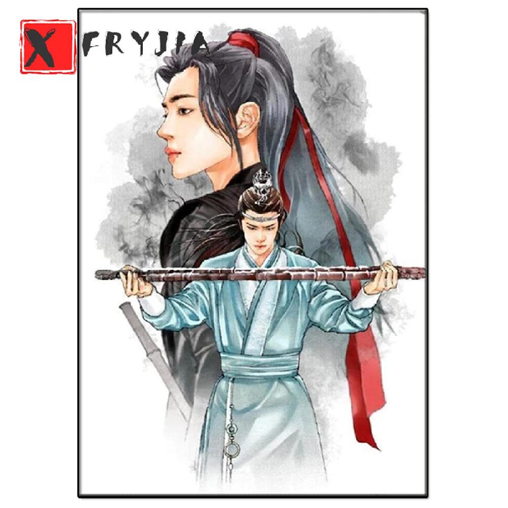 5d DIY pintura de Diamante Mo Dao Zu Shi Wei Wuxian LAN Wangji mozaika de Diamantes Bordado Punto de Cruz de dibujos zestaw dekoracyjny - okrągły 24 x 30 cm