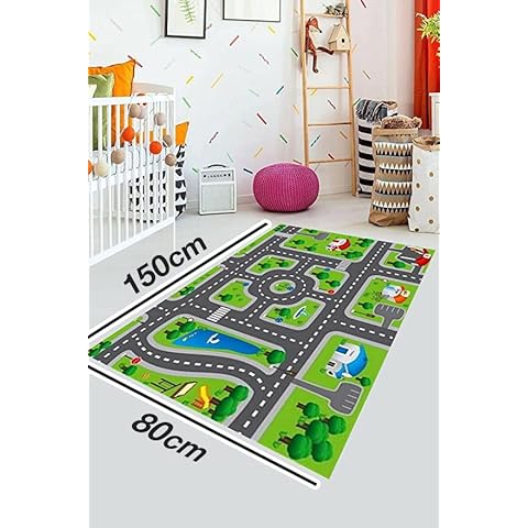 Zauberkern Kinderteppich Spielstraße 80x150 aus 70% Baumwolle Cover