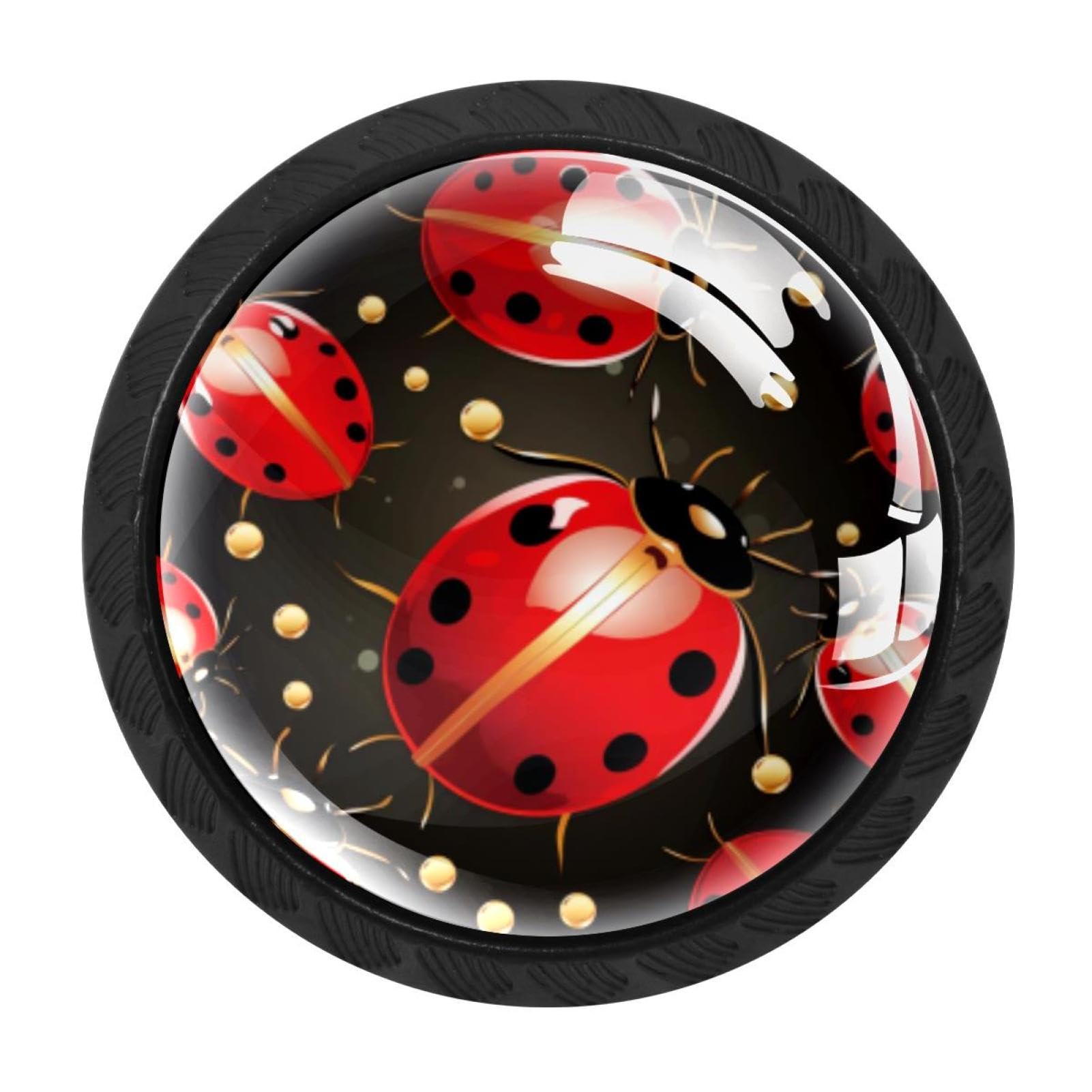 CHENZZZZ 4 PCS Ladybird Crystal Glass Cabinet Knob Drawer Pull Handle for Kitchen Cupboard Dresser Wardrobe etc