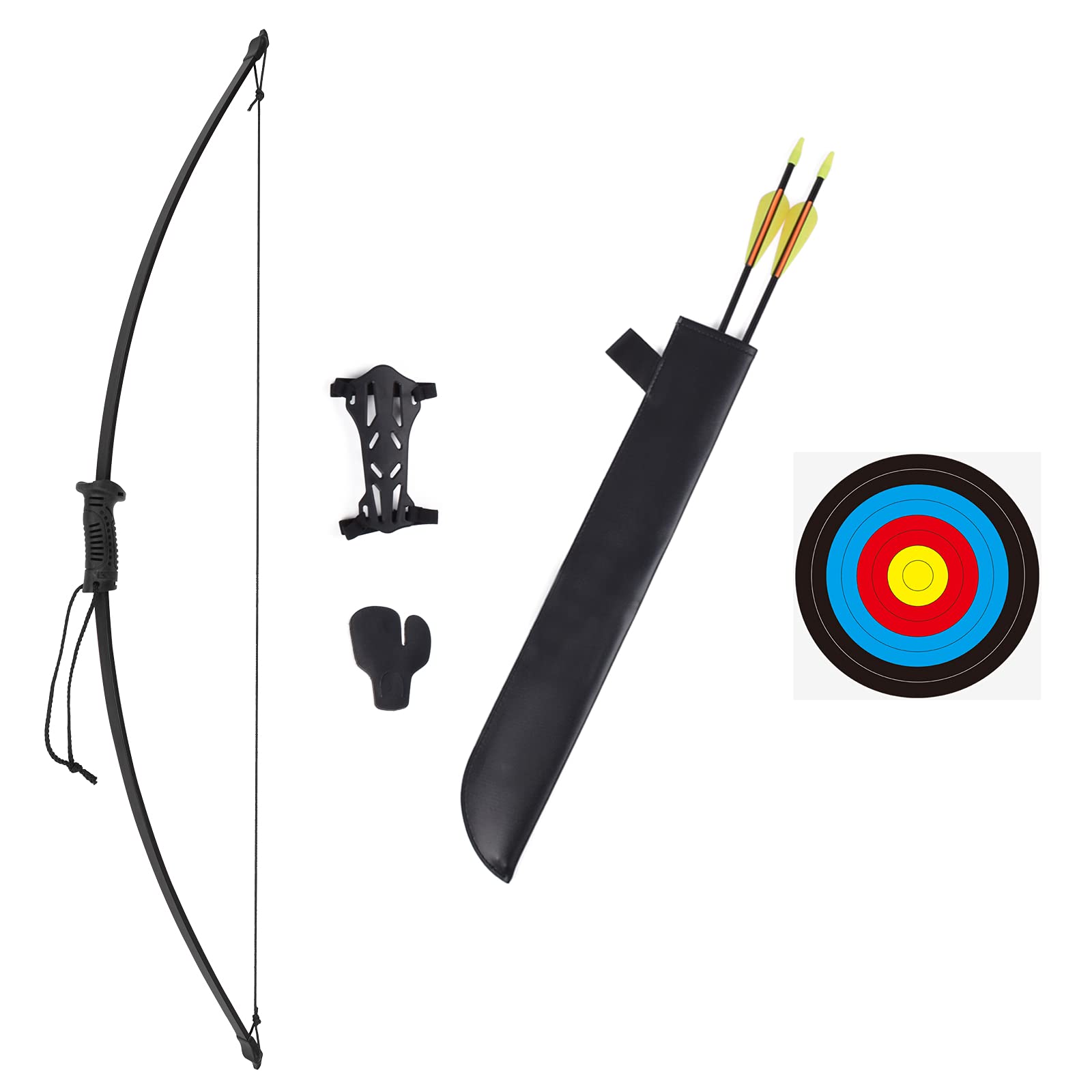 Recurve Bögen Pfeil und Bogen Set für Kinder mit Köcher zum Bogenschießen inkl. 8 Pfeile 66cm Kinderbogen für ab 14 Jahre Kinder Schießbogen Jugendbogen für Anfänger Jugendliche Outdoor