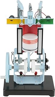 Oumefar 4 Stroke Internal Combustion Engine Model Engine Model Four-Stroke Single-Cylinder Engine Model for Physics Mechanics Experiment Teaching Instrument