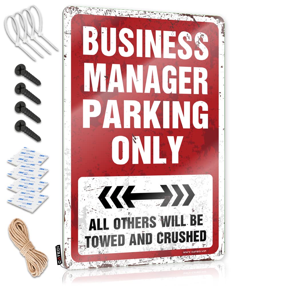 KRAZMURONGD Funny Patio Signs Warning Signs For Bedroom Business Manager Parking Only Tin Sign