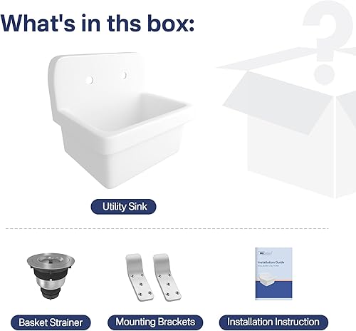 Miniatura 13 de Eridanus Fregadero utilitario de 21 pulgadas, fregadero de baño rústico montado en la pared, fregaderos modernos sobre el mostrador, 21 x 16 x 18.5